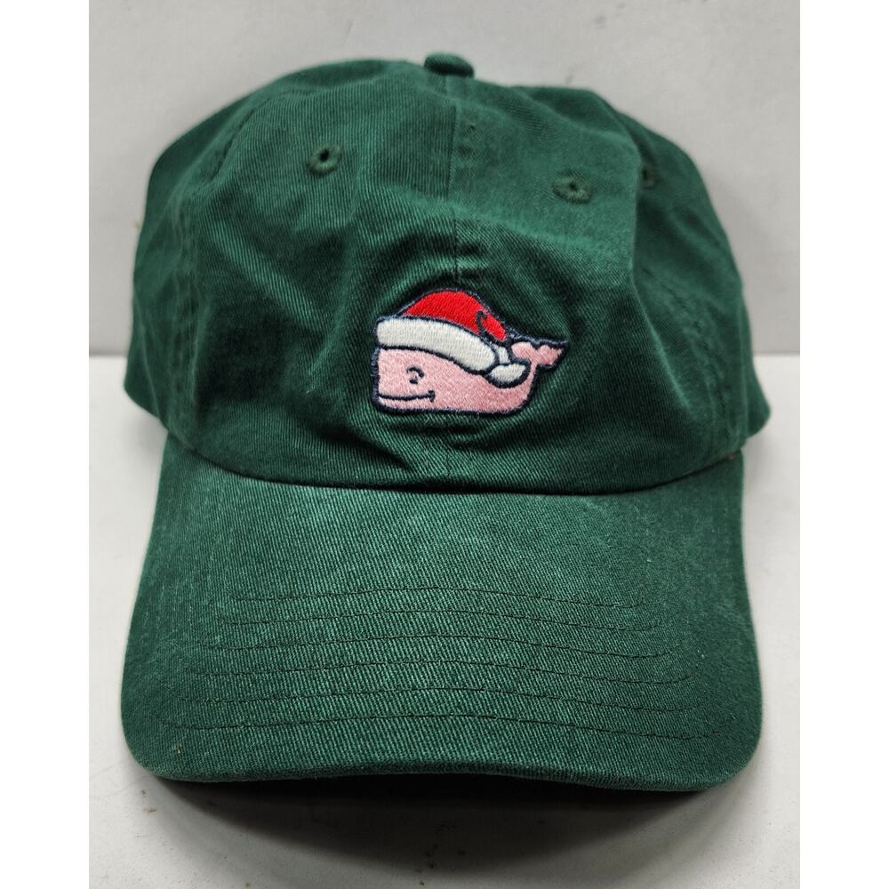 Vineyard‎ Vines Green Santa Whale Chrismas Embroidered Logo Strapback Hat Cap